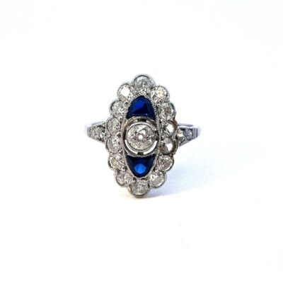 Luxusní zlatý prsten s diamanty a safíry, vel. 51