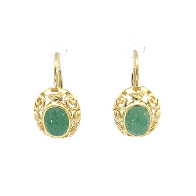 Zlaté náušnice s chrysoprasem, visací